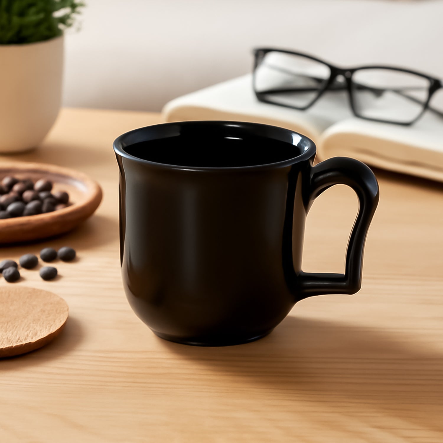 Premium Plastic Coffee / Tea Cups / Mug with Handle(1 Pc / Loose / Black) Premium Plastic Coffee / Tea Cups / Mug with Handle(1 Pc / Loose / Black)